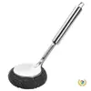 Cepillo para Ollas de Acero Inoxidable con Mango Largo, Cepillo de Limpieza para Uso Doméstico, Bola Grande de Lana de Acero con Mango, Cepillo Descontaminante para Ollas