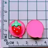 Oso de Fresa Transparente Cabeza de Fresa Pasador de Fresa Cuerda para el Cabello Agarre Funda para Teléfono Pegamento de Crema DIY Parche Decorativo de Resina