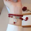 Pulsera de Cinabrio Tres Círculos Doble Círculo Jade Natural Hebilla Ping An Nube Xiangyun Ruyi Candado Conservación Ping An Pulsera de Arena Dorada Púrpura Joyería