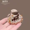 Pinza para el Cabello con Pedrería Color Champagne de Nuevo Estilo Coreano y Japonés para Mujer, Elegante Pinza Fijadora de Cola de Caballo Alta, Accesorio para el Cabello Pinza para Recogido Parcial