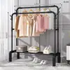 Tendedero de Ropa para Interiores, Perchero de Pie de Doble Barra, Tendedero para Ropa de Balcón Doméstico, Barra para Secar Ropa de una Sola Barra, Colgador de Ropa para Dormitorio