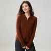 Novo Suéter de Caxemira Feminino Gola Polo Zíper Duplo Tricô Cardigã Emagrecedor Estilo Minimalista Fashion Casual Simples