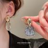 Pendientes ovalados de metal con aguja de plata galvanizada y oro auténtico, elegantes y sencillos, de estilo francés, de lujo, ligeros y de alta gama para mujer.