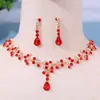 Versátil Conjunto de Joyería de Boda con Pedrería en Forma de Gota de Agua Venta al por Mayor Conjunto de Collar y Pendientes Nupciales Europeos y Americanos Accesorios