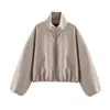 Jaqueta bomber ZA transfronteiriça europeia e americana para mulheres, popular no AliExpress, moderna, casual, versátil, gola alta, material macio