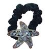 Goma para el pelo de terciopelo estilo coreano con estrella de mar de aleación y pedrería, alta elasticidad para peinados de moño, tamaño grande, alta elasticidad