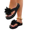 Nuevas Chanclas Exteriores de Suela Gruesa para Mujer, Chanclas Ligeras, Chanclas de Playa de Color Puro con Flor, Talla 36-43