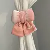 Tiras de Veludo Rosa para Cortina com Laço Cinto Fixo Fivela de Cortina para Quarto Decoração de Casa Nova Casamento Quarto de Princesa