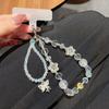 Pulseira de Cristal Borboleta Feita à Mão Boutique Enfeites Pendurados de Pulso Portátil Corrente Pendurada Contas Lanyard Brilhante para Celular Feminino