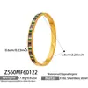 Pulsera Cuadrada Colorida Retro de Circonita con Cierre de Acero Inoxidable Chapado en Oro de 18 Quilates Joyería de Moda Europea y Americana para Mujeres