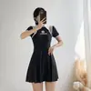 Traje de baño para mujer Moda Nueva Delgado Cubre Vientre Vestido Estilo Coreano ins Verano Conservador Aguas Termales