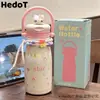 Botella de agua simple, taza térmica, acero inoxidable 316, diseño elegante, doble propósito con popote, portátil, gran capacidad, ideal para mujeres