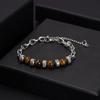 Pulseiras de Aço Inoxidável Vintage com Pedras Naturais e Liga de Metal Estilo Influenciador Europeu e Americano da Moda para Casais de Transmissões Ao Vivo do Tiktok