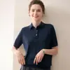 Suéter de lã Yangzi, malha fina 18 gauge, 100% lã, gola polo feminina, simples para o dia a dia, outono e inverno, malha de lã, blusa de manga curta