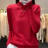 Nuevo Suéter de Lana Fina de Cuello Alto Medio para Otoño e Invierno para Mujer, Suéter de Punto Pullover Corto Holgado, Capa Base Colorida