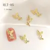 Decorações Vazadas de Borboleta para Nail Art, Mini Enfeites Populares de Borboleta para Unhas, Design de Duas Asas, Estilo Iridescente de Luxo Leve