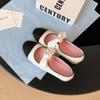 2025 ~ Estilo Primavera Estilo Fragante Pequeño Lazo Zapatos de Boca Baja Zapatos de Mujer Estilo Francés Retro Planos Mary Jane Zapatos Pequeños de Cuero