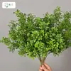 Plantas verdes artificiais, grama decorativa, pequena grama ornamental, citronela, buxo, materiais para arranjos florais, folhas de Milão para paisagismo de árvores