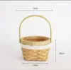 Cesta de Flores de Festival Rattan Sintético Palha Nova Cesta Tecida Pura Cesta de Flores Portátil Flor Seca Flor Arranjo de Flores Arte Floral Acompanhamento Cerimônia