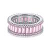 Banquete de boda transfronterizo europeo y americano nuevo plata de ley S925 rosa fila de niñas Diamante Serie Geométrica joyería de diseño para mujer venta al por mayor