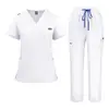 Suministrado directamente por el fabricante: ropa de trabajo médica, uniformes de manga corta para personal médico, pantalones médicos con cintura de cordón, uniformes de enfermera de hospital al por mayor