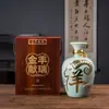 Cerâmica Jingdezhen 2,5kg Carneiro Dourado Design Auspicioso Embalagem de Luxo para Bebidas Alcoólicas Garrafa Jarra de Vinho Vazia Recipiente Selado para Vinho Doméstico