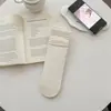 Meias Estilo Miu para Mulheres, Meias de Cano Médio Vazadas em Forma de Coração de Menina Estilo Japonês, Meias Doces de Renda com Babados Estilo Coreano Finas para Primavera e Verão