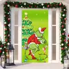 Decoración de Cubierta de Puerta de Navidad Tela Colgante Monstruo Peludo Verde Cubierta de Puerta Grinch Cortina de Puerta Grinch de Navidad Tapiz de Año Nuevo Juego de Puerta Fondo