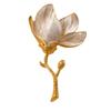 Broche Retro de Nicho Magnolia Blanca Chapado en Oro Real, Elegante y de Alta Gama Pin Pequeño de Fragancia Accesorios para Ropa 2396