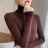 Suéter de Tricô Feminino Outono e Inverno Gola Alta Suéter de Tricô Feminino Suéter de Tricô de Manga Longa Emagrecedor Suéter Transfronteiriço Feminino