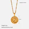 Colar de Aço Titânio Estilo Ins Banhado a Ouro 18K Aço Inoxidável Incrustado com Zircônia Pingente de Estrela e Lua Joias para Mulheres Atacado Presente de Dia das Mães