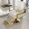 Silla de salón de peluquería para cortar, rizar y peinar, diseño popular, estilo guerrero negro, altura ajustable, giratoria y reclinable, adecuada para barberías