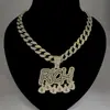 Estilo Hip-Hop Europeo y Americano Colgante Rico con Letras Incrustadas de Diamantes Goteo de Aceite Aleación Hombres Bolso de Dinero Completo con Diamantes Collar Accesorios de Joyería