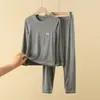 Pijama Infantil de Modal Primavera e Outono Conjunto de Roupa Íntima Fina para Meninos Mais Velhos Roupa de Casa Conjunto de Roupa Íntima Térmica para Meninos
