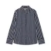 Camisa Casual Elegante Feminina Z Estilo Europeu e Americano Transfronteiriço 2026 Nova Moda Manga Longa Gola Lapela Color Block Listrada 3564158