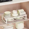 Estante de Almacenamiento Integrado para Gabinete de Cocina, Organizador de Estante para Gabinete, Divisor para Encimera del Hogar, Solución de Almacenamiento para Vajilla, Condimentos, Utensilios de Cocina