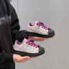 Tenis Negros con Puntera de Concha Versión Ancha 2025 para Niños Nuevos Retro Felpa Versátiles Estudiante Casual Zapatillas Deportivas Modernas