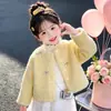 Ropa de Otoño e Invierno para Niñas Chaqueta 2026 Nuevo Estilo Elegante Suéter de Lana con Lazo Espeso de Terciopelo para Niña de Invierno