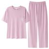 Pijamas de Pareja Empalme de Color Verano Delgados Transpirables Traje de Ropa para el Hogar para Mujer Pantalones de Manga Corta Se Pueden Usar Casualmente en el Exterior