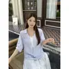 Camisa Casual de Mujer Talla Grande Estilo Nuevo Verano 2026 con Patchwork de Encaje y Cuello de Solapa Texturizado