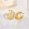 Pendientes Europeos y Americanos de Acero Inoxidable con un Toque de Lujo Ligero y de Alta Gama, Diseño Exagerado, Estilo de Nicho, Pendientes de Moda Retro Dorados para Mujer