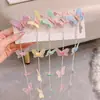Accesorios Infantiles Estilo Coreano Cadena para el Cabello Trenzada con Borla de Perlas y Mariposa Pasador Hecho a Mano Tocado de Mariposa Pasador de Alta Gama