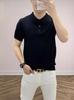 Camisa Polo de Punto Fino de Seda Helada para Hombre con Cuello de Solapa y Estampado de Piña, Color Sólido de Manga Corta, Casual Versátil, Una Pieza, Envío Directo