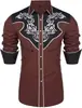 Moda Masculina Transfronteriza Nueva Camisa Estampada Estilo Oeste Americano Camisa Suelta de Manga Larga Estampada