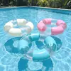 Nuevo Producto de Verano Anillo Flotador Inflable Transparente con Rayas de Lentejuelas de Dibujos Animados para Niños Principiantes para Jugar en la Piscina y Nadar en el Agua, Anillo de Natación Engrosado