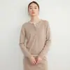 Cuello de Cazador Simple Tejido de Lana Estilo Nuevo Principios de Otoño Ropa para Mujer Bloque de Color Falso Dos Piezas Suéter Holgado Top de Manga Larga Mujer