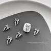 1000 Piezas de Decoraciones de Moños para Uñas de Aleación Mixta, Moños de Cinta Huecos, Pedrería Plateada para Uñas, Al por Mayor