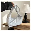 Bolsa de Axila Plissada em Forma de Meia-Lua Cor Rosa Nude Curativo Estilo Simples Japonês Coreano Estudante Universitário Estilo Suave Compras Diárias na Rua Bolsa Transversal