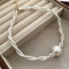 Exagerado All-match Single Imitação Pérola Moda High-end Luz Luxo Natural Shell Bead Clavícula Corrente Feminino 2024 Colar