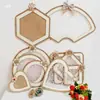 Materiais Decorativos Ecológicos para Jardim de Infância DIY Artesanal Corda de Cânhamo Pingente de Madeira Linho Retrô Pingente Decorativo de Parede Pingente